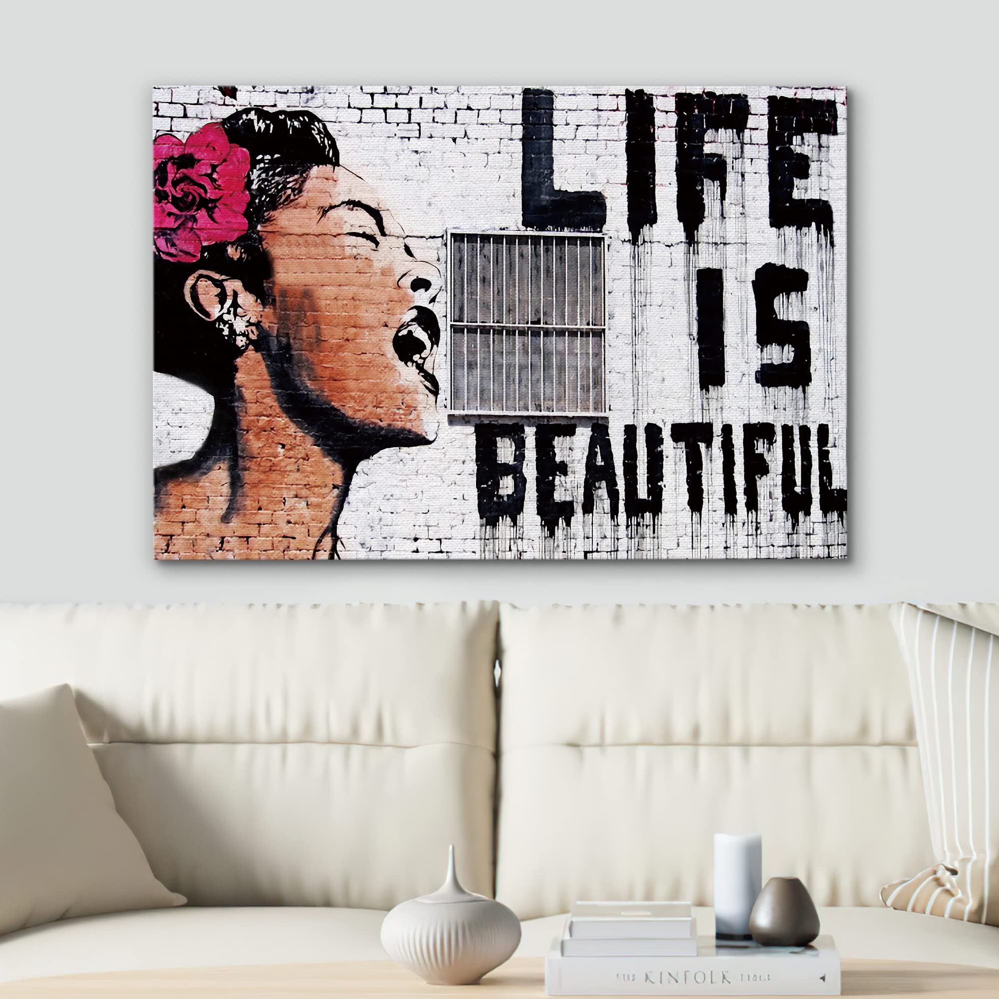 Amazon.com: SIGNWIN Canvas Wall Art Banksy Life is Beautiful